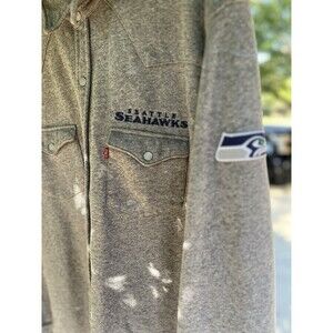 NFL Seattle Seahawks Levi Brand Grey Sweatshirt Feel Button Up Shirt